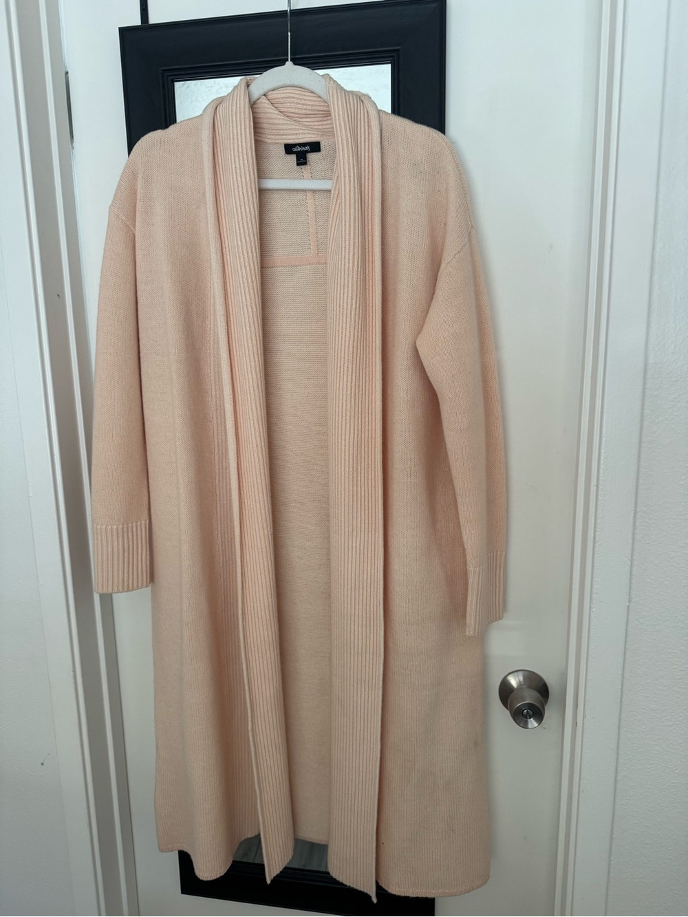 allbirds Long Open-Front Knit wool Cardigan in Pale cream